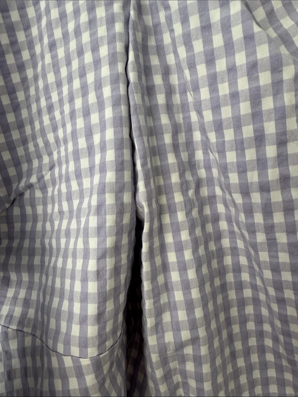 Anthropologie Lavender Gingham Tie-Front Puff Sleeve Blouse
